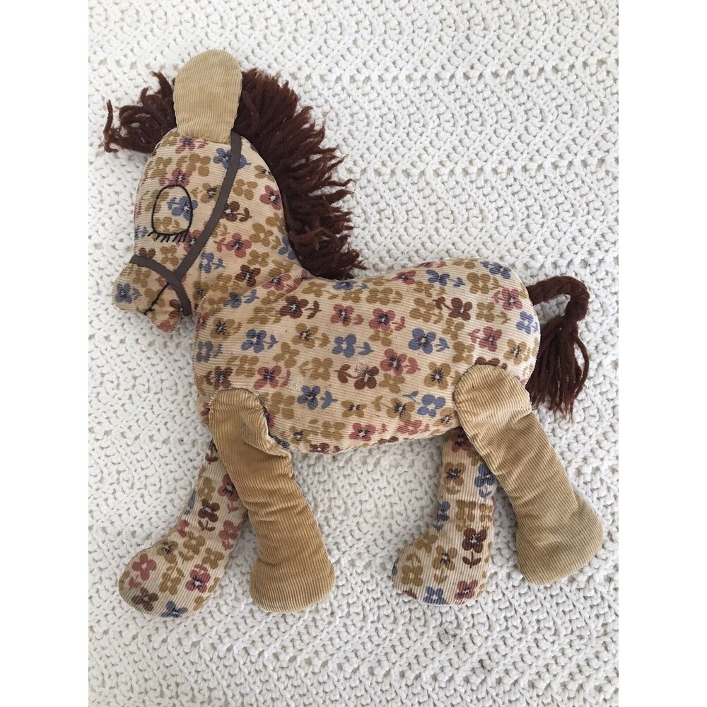 Vintage Handmade Primitive Horse Plush Folk Art Stuffed Toy Yarn Mane